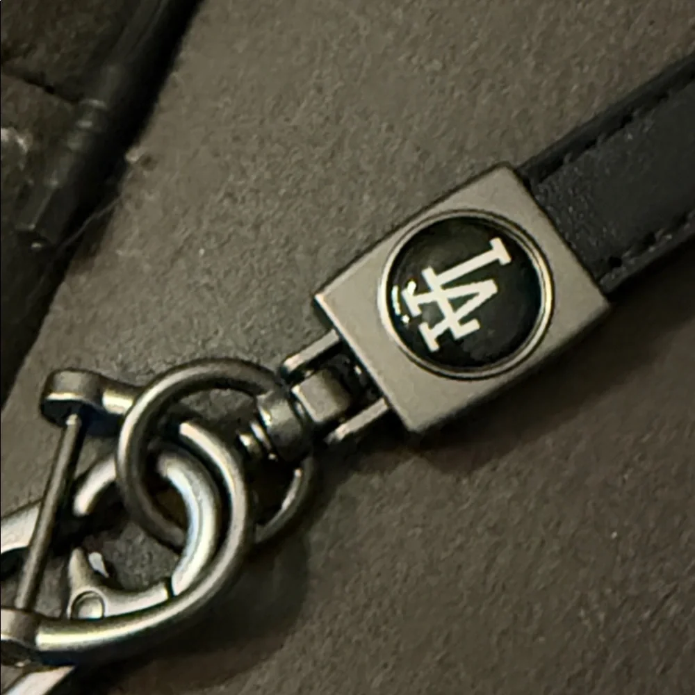 Dodgers Black Leather Keychain